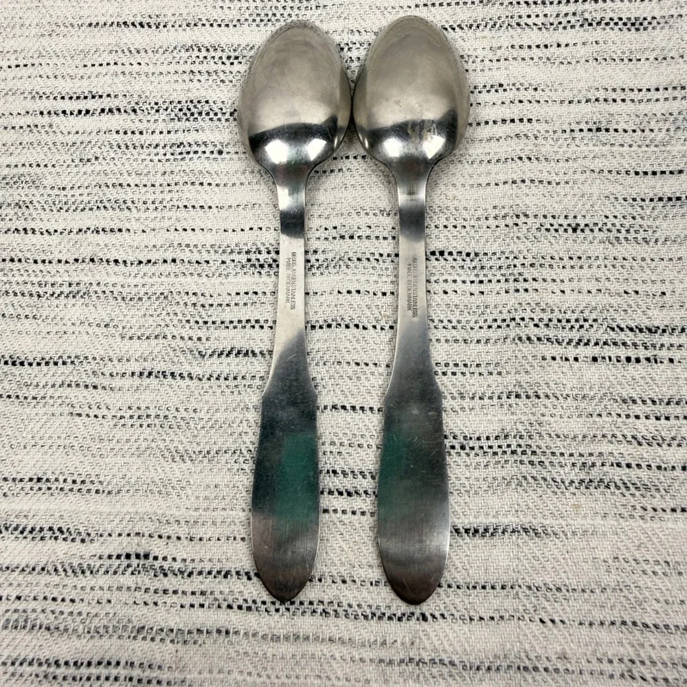 Georg Jensen Mitra Matte Stainless Steel Two Danish Teaspoons 5.25